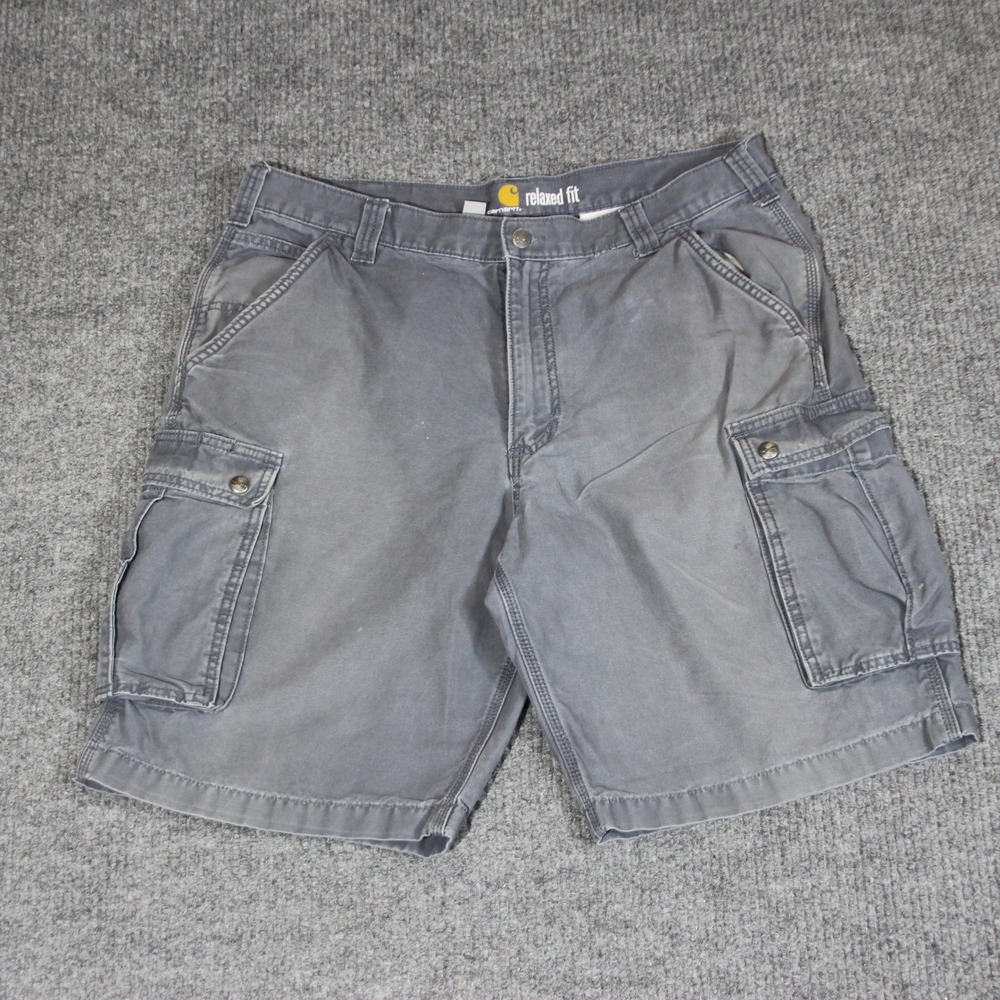 Carhartt Cargo Shorts Mens 38 Gray Casual Relaxed Fit Faded Streetwear 7 Pockets